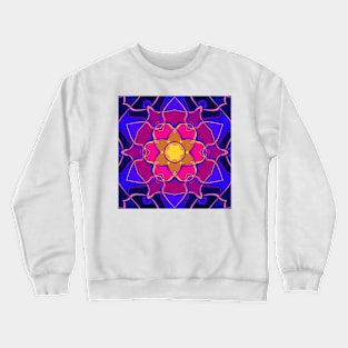 Cartoon Mandala Flower Yellow Pink and Blue Crewneck Sweatshirt